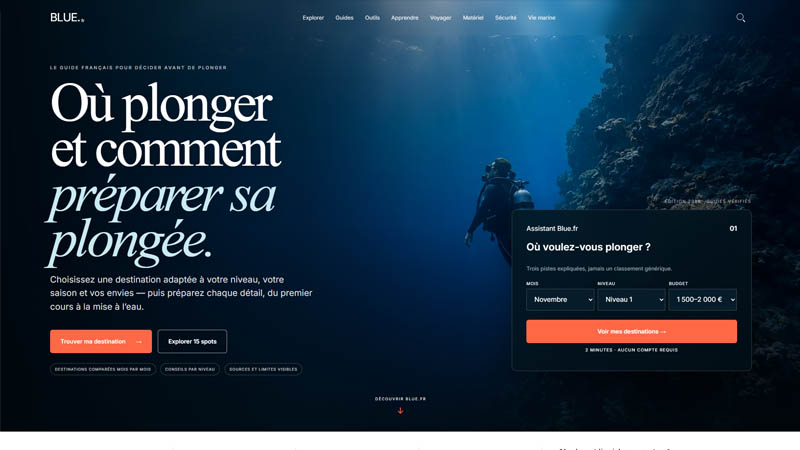 Page d’accueil du site Blue.fr