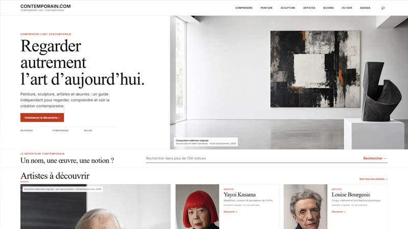 Page d’accueil du site Contemporain.com